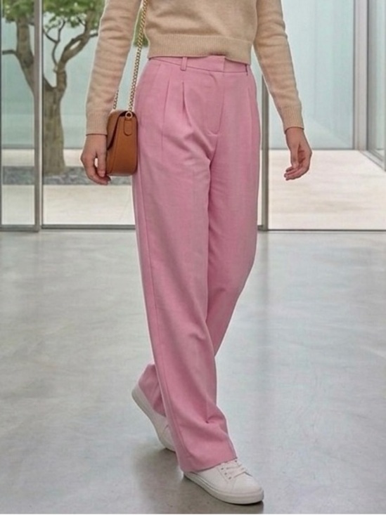 Dynamite Pants - Dynamite Pink Wide Leg Pleated Dress Pants Trousers 6